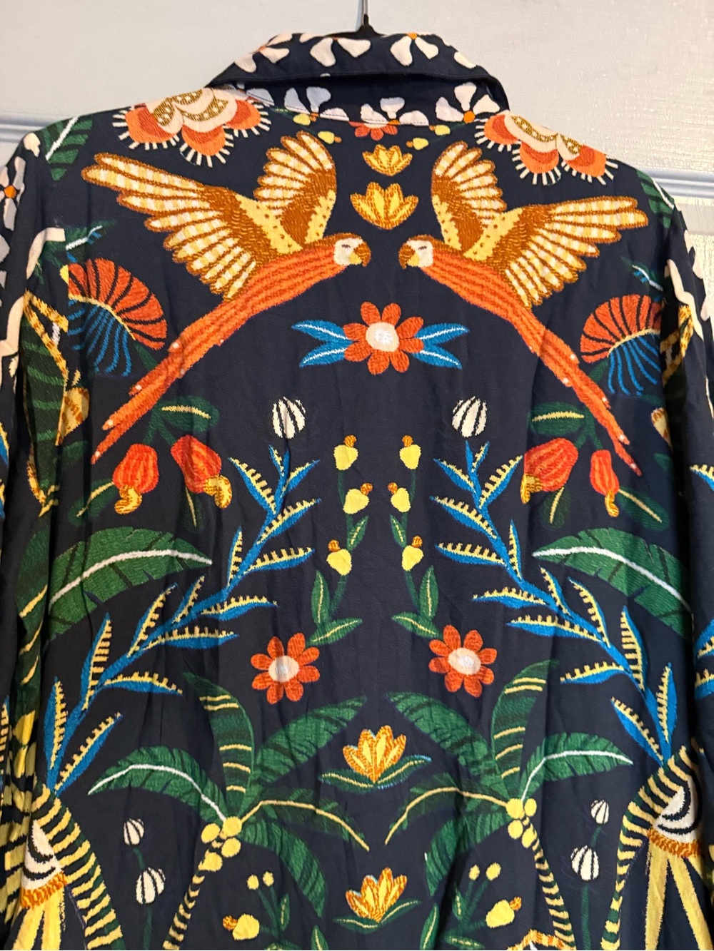 Farm Rio X Anthropologie Floral Long-Sleeve Button-Front Midi Shirt Dress - Picture 9 of 14